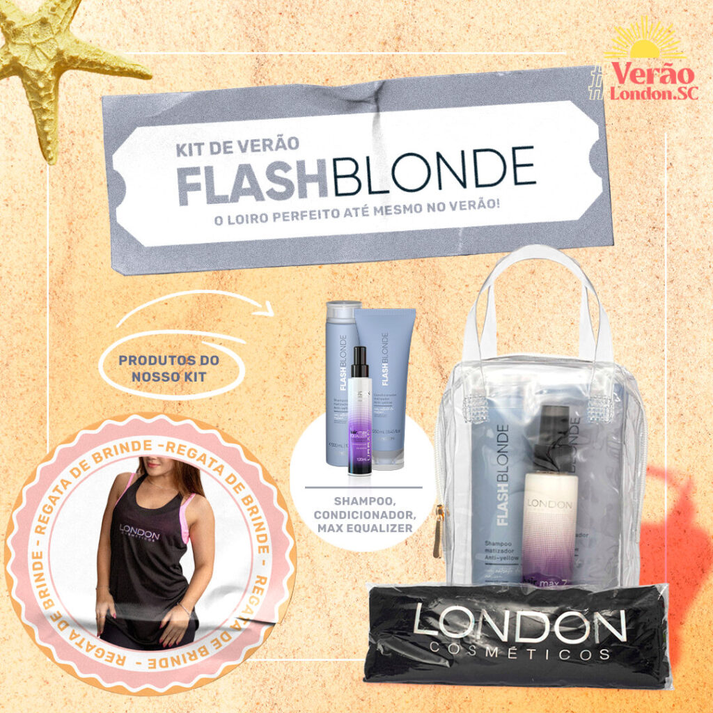 kit de verão com produtos home care da linha flash blonde da london cosméticos