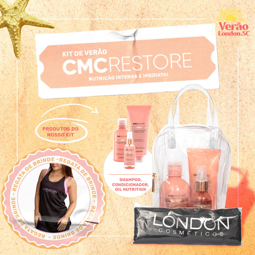 kit de verão com produtos home care da linha cmc restore da london cosméticos