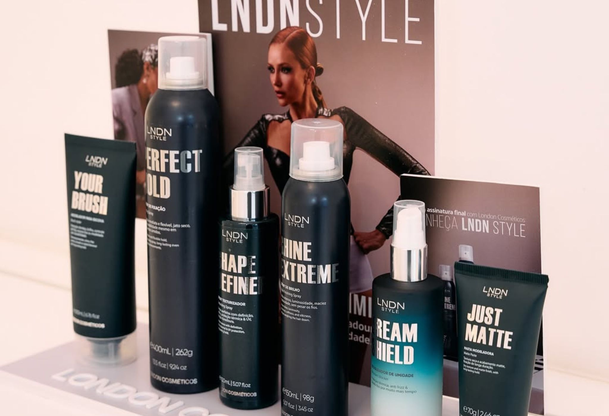 Produtos da linha LNDN Style da London Cosméticos